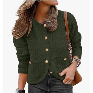 Caracilia Women’s Knit Cardigan Jacket Army‎ Green Size Small